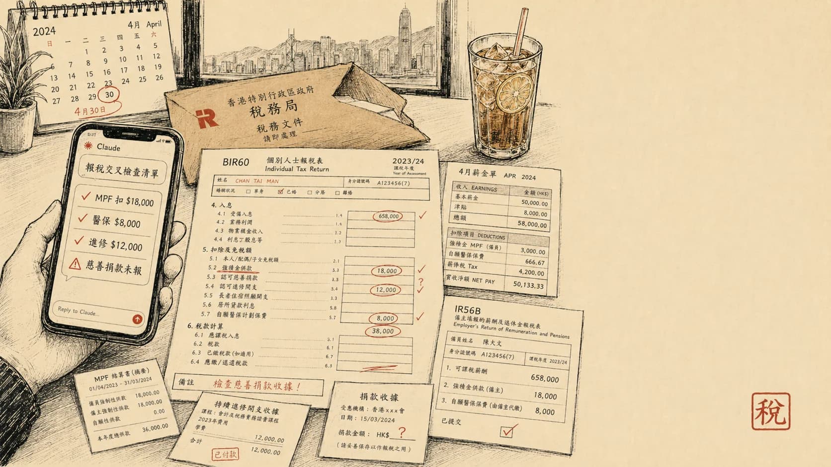 報稅季用 Claude 對帳：HK 個人入息稅準備教學（連扣稅項清單）